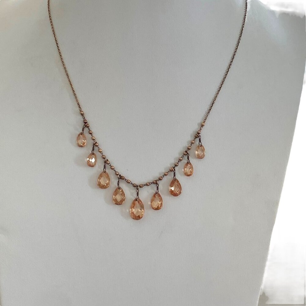 MWS Srilanka 925 sterling silver 14k rosegold vermeil gemstone crystal necklace